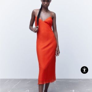 New orange slip dress